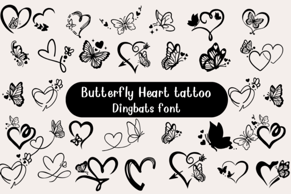 Butterfly Heart Tattoo Font