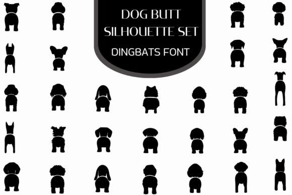 Dog Butt Silhouette Set Font